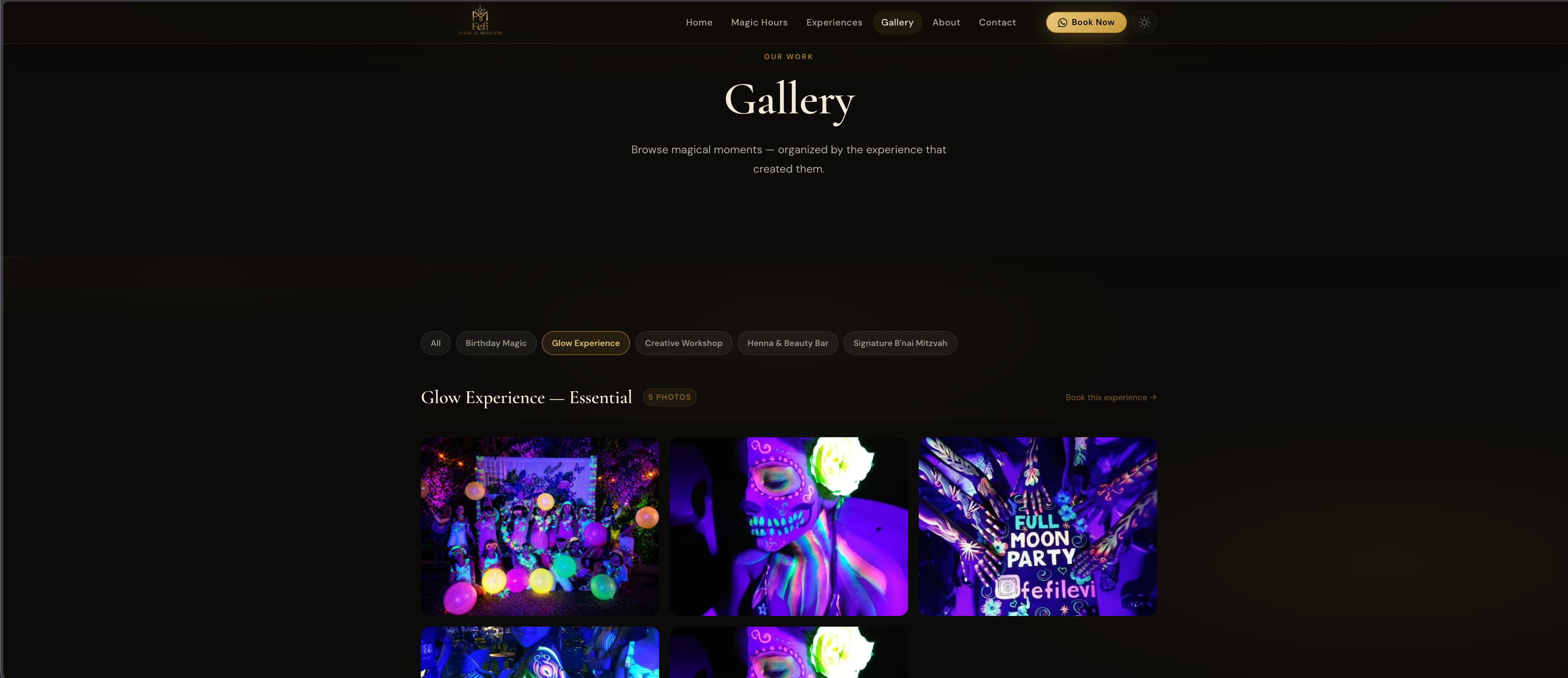 Gallery page showing event photo collections