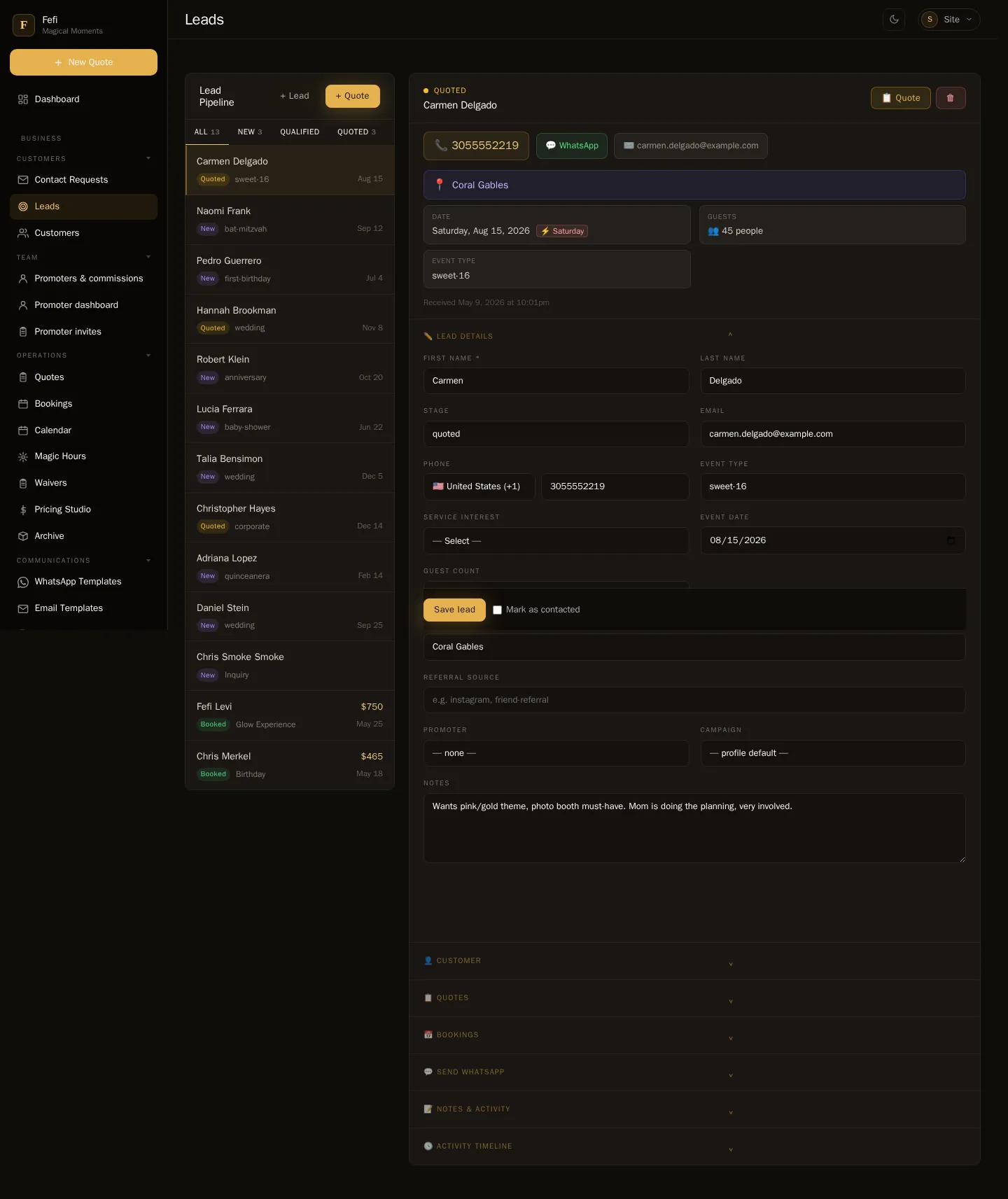 Admin leads