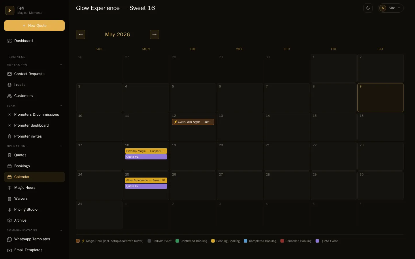 Admin calendar