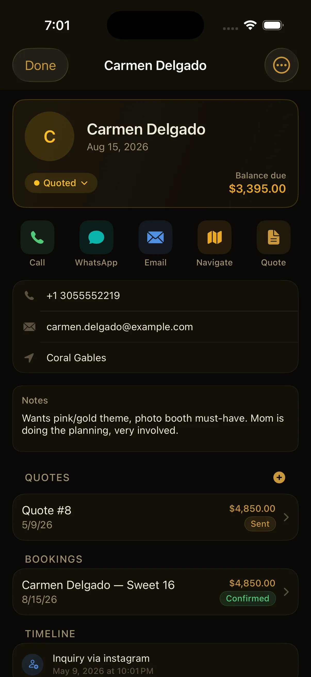 iOS customer detail